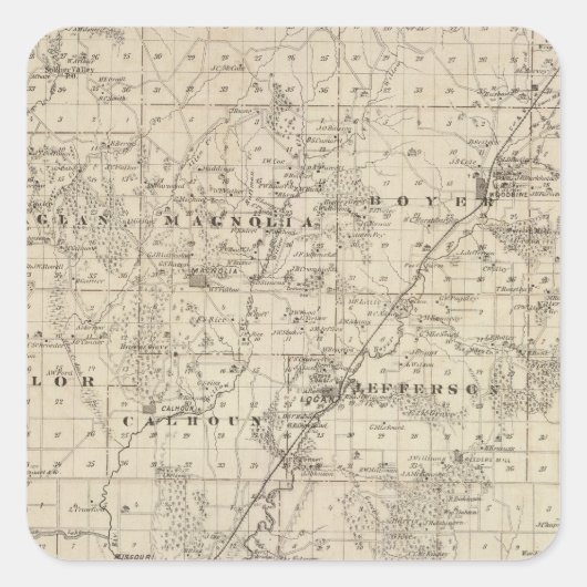 Sticker Carré Carte du comté de Harrison, État de l'Iowa (Devant)