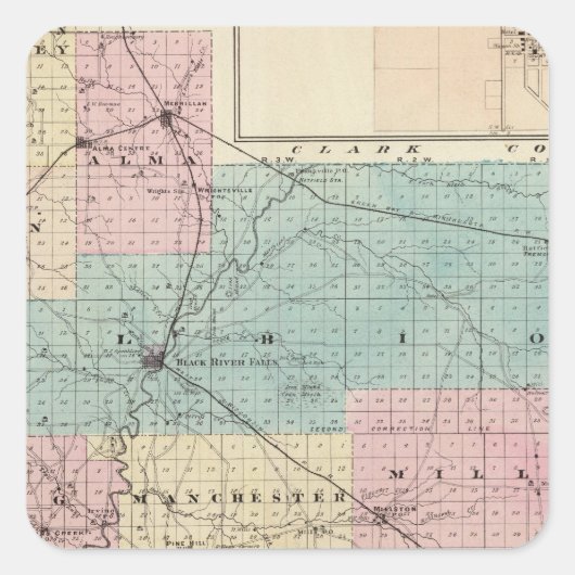 Sticker Carré Carte du comté de Jackson, Plat of Friendship (Devant)