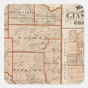 Sticker Carré Carte du comté de Jasper