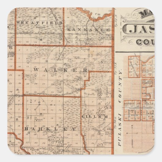 Sticker Carré Carte du comté de Jasper (Devant)