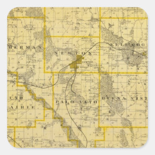 Sticker Carré Carte du comté de Jasper, État de l'Iowa