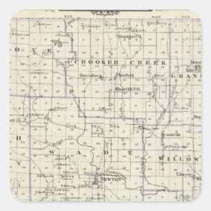 Sticker Carré Carte du comté de Jasper, Lawrenceville