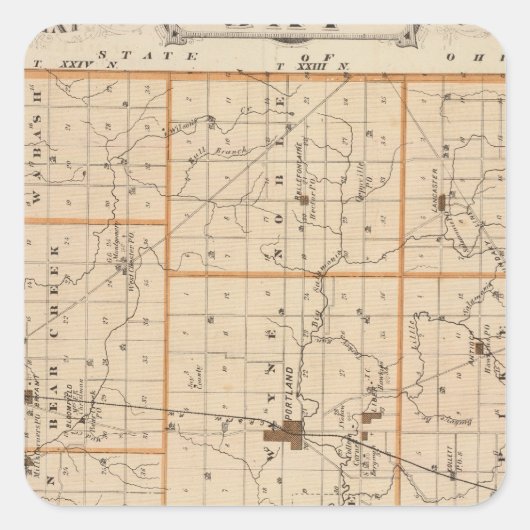 Sticker Carré Carte du comté de Jay (Devant)