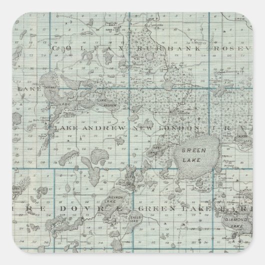 Sticker Carré Carte du comté de Kandiyohi, Minnesota (Devant)