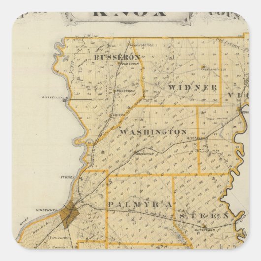 Sticker Carré Carte du comté de Knox (Devant)