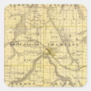 Sticker Carré Carte du comté de Lucas, état de l'Iowa