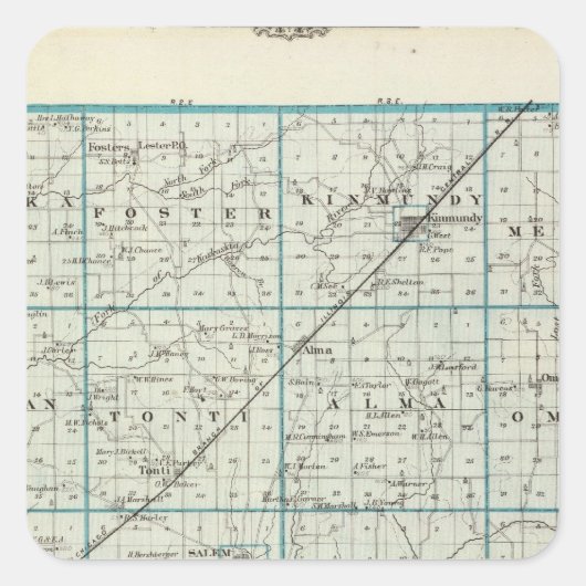 Sticker Carré Carte du comté de Marion (Devant)