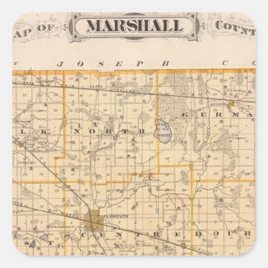 Sticker Carré Carte du comté de Marshall (Devant)