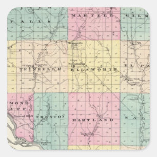 Sticker Carré Carte du comté de Pierce et Ellsworth