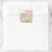 Sticker Carré Carte du comté de Polk, État du Wisconsin (Sac)