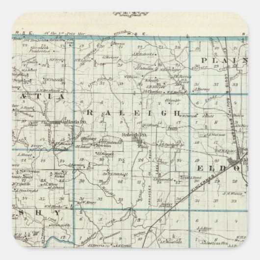 Sticker Carré Carte du comté de Saline (Devant)