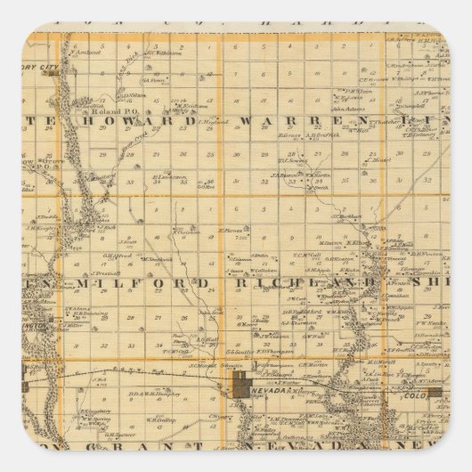 Sticker Carré Carte du comté de Story, État de l'Iowa (Devant)