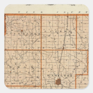 Sticker Carré Carte du comté de Sullivan