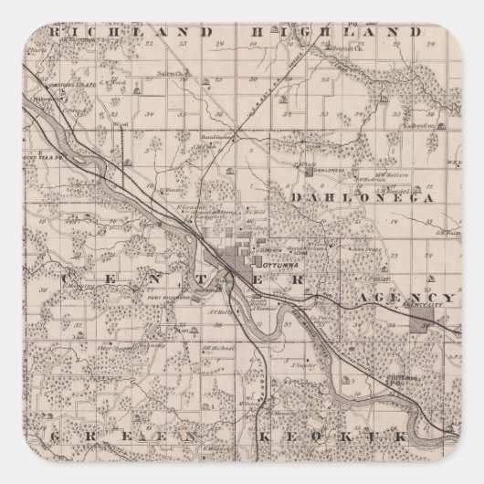 Sticker Carré Carte du comté de Wapello, État de l'Iowa (Devant)