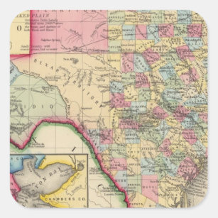 Sticker Carré Carte du comté du Texas