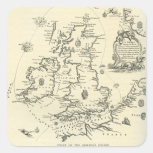 Sticker Carré Carte du cours de l'Armada espagnole