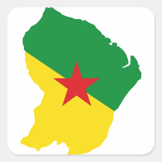 Sticker Carré Carte du drapeau de Guyane GF (Devant)