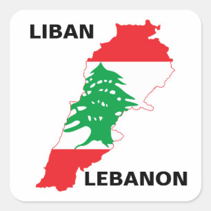 Sticker Carré Carte du drapeau du Liban