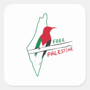 Sticker Carré Carte du drapeau palestinien