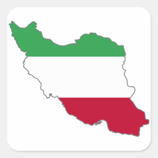 Sticker Carré Carte du drapeau tricolore iranien