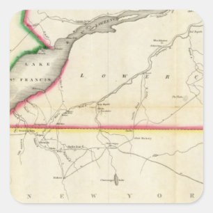 Sticker Carré Carte du fleuve Saint-Laurent et du pays voisin