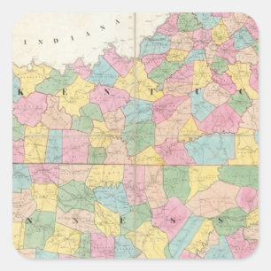 Sticker Carré Carte du Kentucky & Tennessee