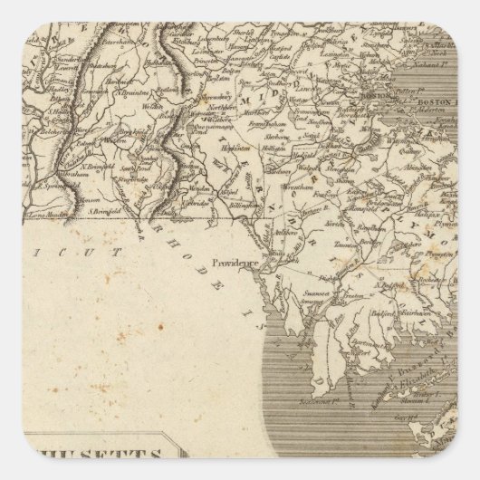 Sticker Carré Carte du Massachusetts par Arrowsmith (Devant)