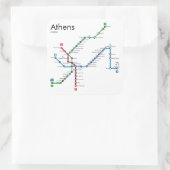 Sticker Carré Carte du métro d'Athènes (Sac)