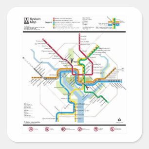 Sticker Carré Carte du métro DC