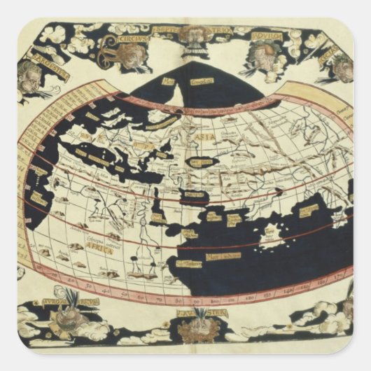 Sticker Carré Carte du monde (Devant)