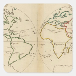 Sticker Carré Carte du monde avec tropiques