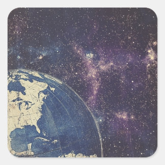Sticker Carré Carte du monde céleste vintage (1)