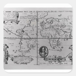 Sticker Carré Carte du monde détaillant les expéditions