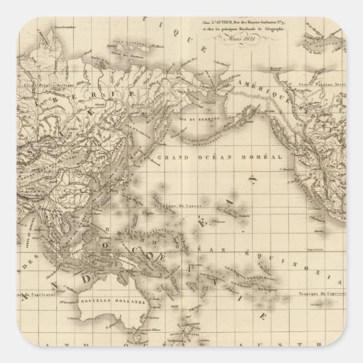 Sticker Carré Carte du monde physique (Devant)