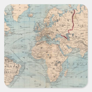 Sticker Carré Carte du monde sur la projection de Mercator