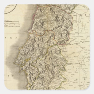 Sticker Carré Carte du Portugal Atlas
