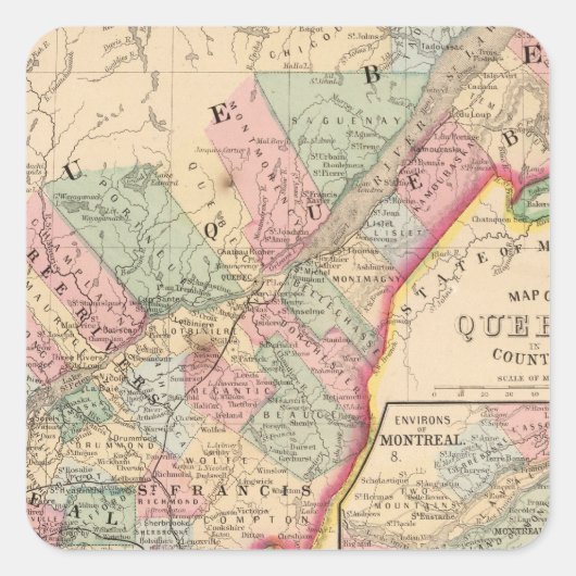 Sticker Carré Carte du Québec par Mitchell (Devant)