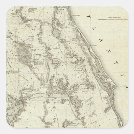 Sticker Carré Carte Du Siège De Guerre En Floride (Devant)