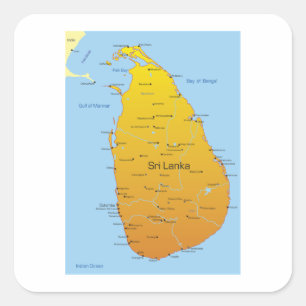 Sticker Carré Carte du Sri Lanka