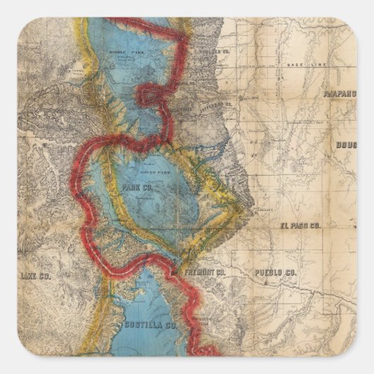 Sticker Carré Carte du territoire du Colorado (Devant)