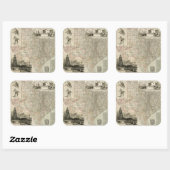 Sticker Carré Carte du Texas aux frontières du comté (Feuille)