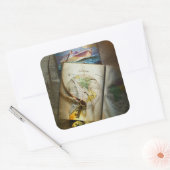 Sticker Carré Carte Et Compas (Enveloppe)