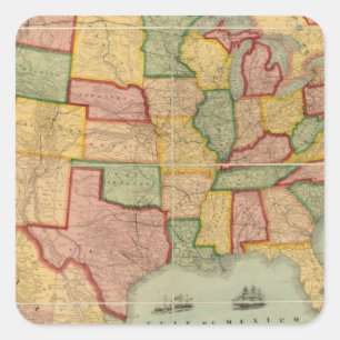 Sticker Carré Carte ferroviaire de l'Union américaine des États-