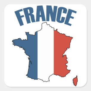 Sticker Carré Carte France - Drapeau français
