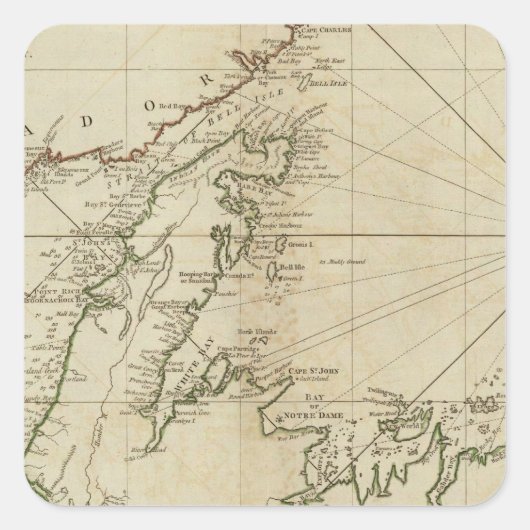 Sticker Carré Carte Générale De L'Île De Terre-Neuve (Devant)