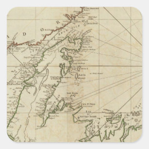 Sticker Carré Carte Générale De L'Île De Terre-Neuve