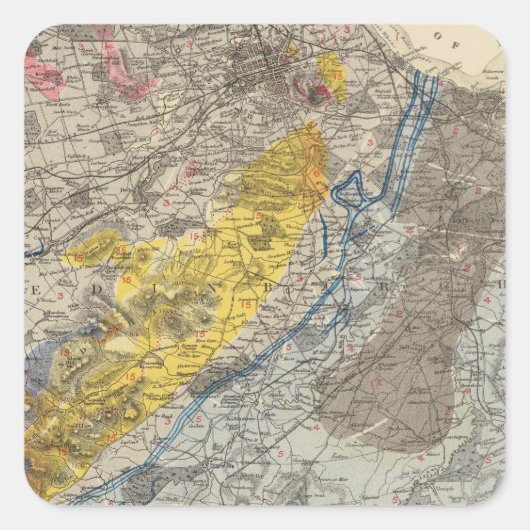 Sticker Carré Carte géologique d'Édimbourg (Devant)