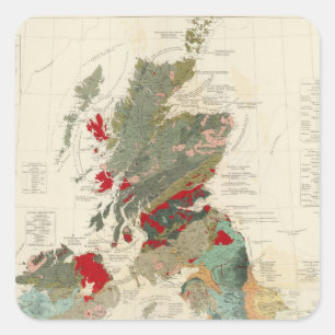 Sticker Carré Carte géologique et paléontologique composée