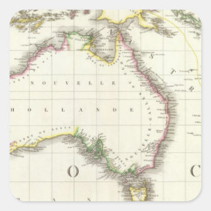 Sticker Carré Carte gravée Autriche et Indonésie