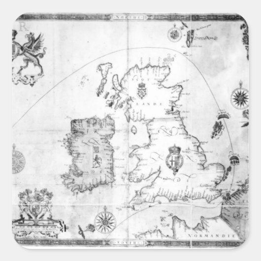 Sticker Carré Carte montrant l'itinéraire de la flotte Armada (Devant)